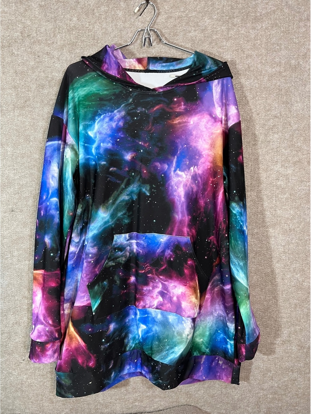 BlackMilk Galaxy Hoodie Women XL Nebula Space Print Pullover Kangaroo Pocket